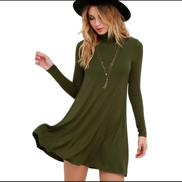 Lulu’s Olive Green Swing dress - Picture 1 of 4
